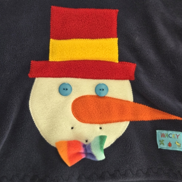 WACKY Fleece Snowman Applique Hooded Pullover 4 -5 youth - Picture 4 of 8